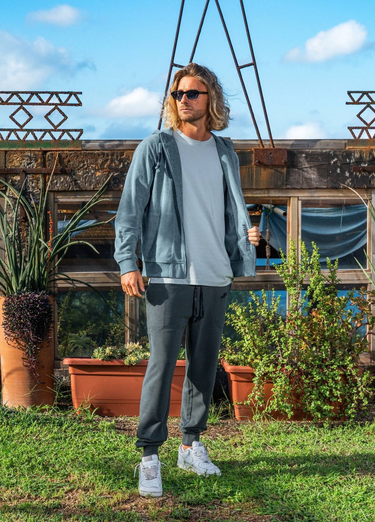 MIRAGE BLUE TOWEL ZIP HOODIE