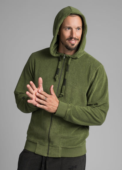 RIFFLE GREEN TOWEL ZIP HOODIE